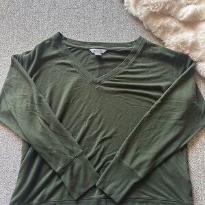 Athleta Olive Green V-Neck Top